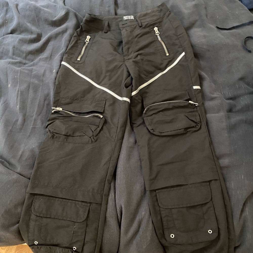 Dolls Kill Black Reflective Cargo Pants